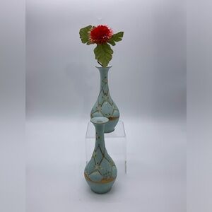 Pair Of MCM Victorian Style Hand Painted LENWILE CHINA Vases ARDALT JAPAN #6847A